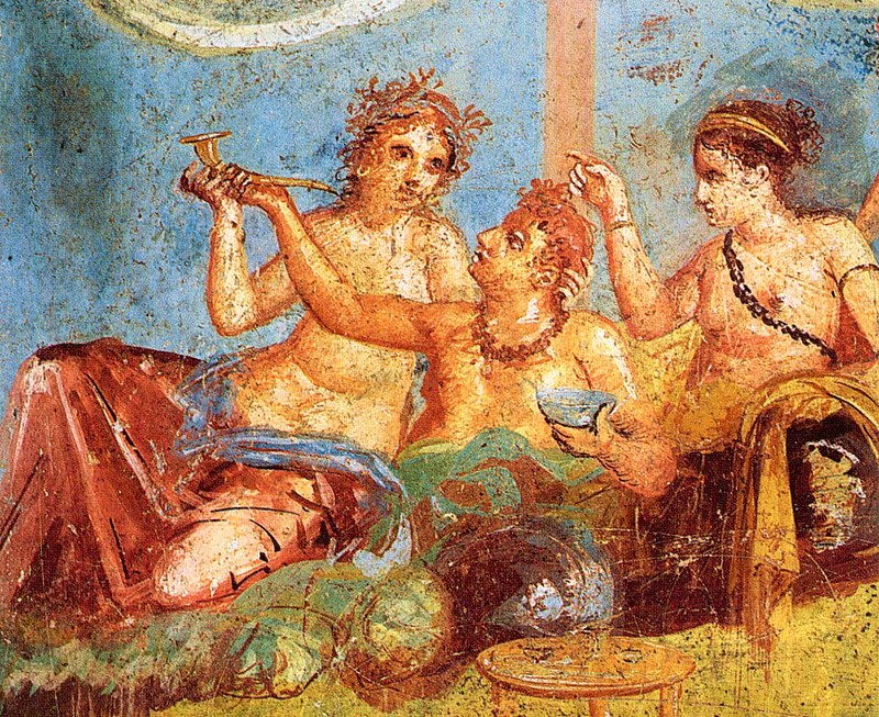 800px-Pompeii_-_Casa_dei_Casti_Amanti_-_Banquet