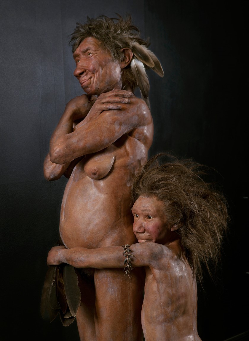 neanderthal, mother and child