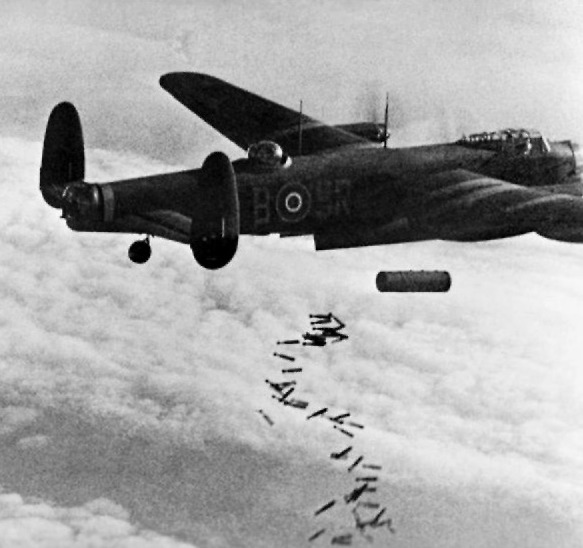 Lancaster_I_NG128_Dropping_Blockbuster_-_Duisburg_-_Oct_14,_1944