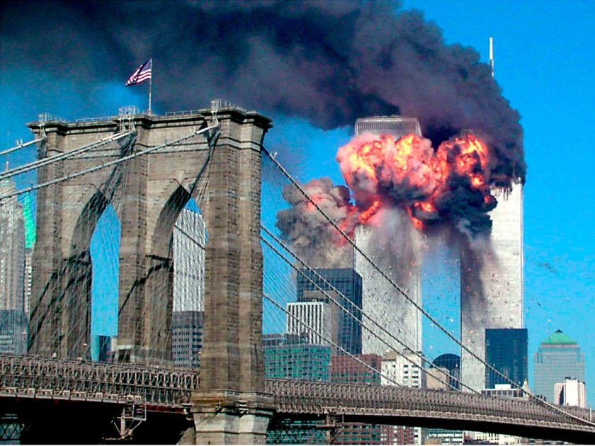 9-11 as seen from the Brooklyn Bridge