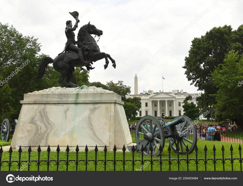 Washington, DC - June 02, 2018: Andrew Jackson's statue in Lafay
